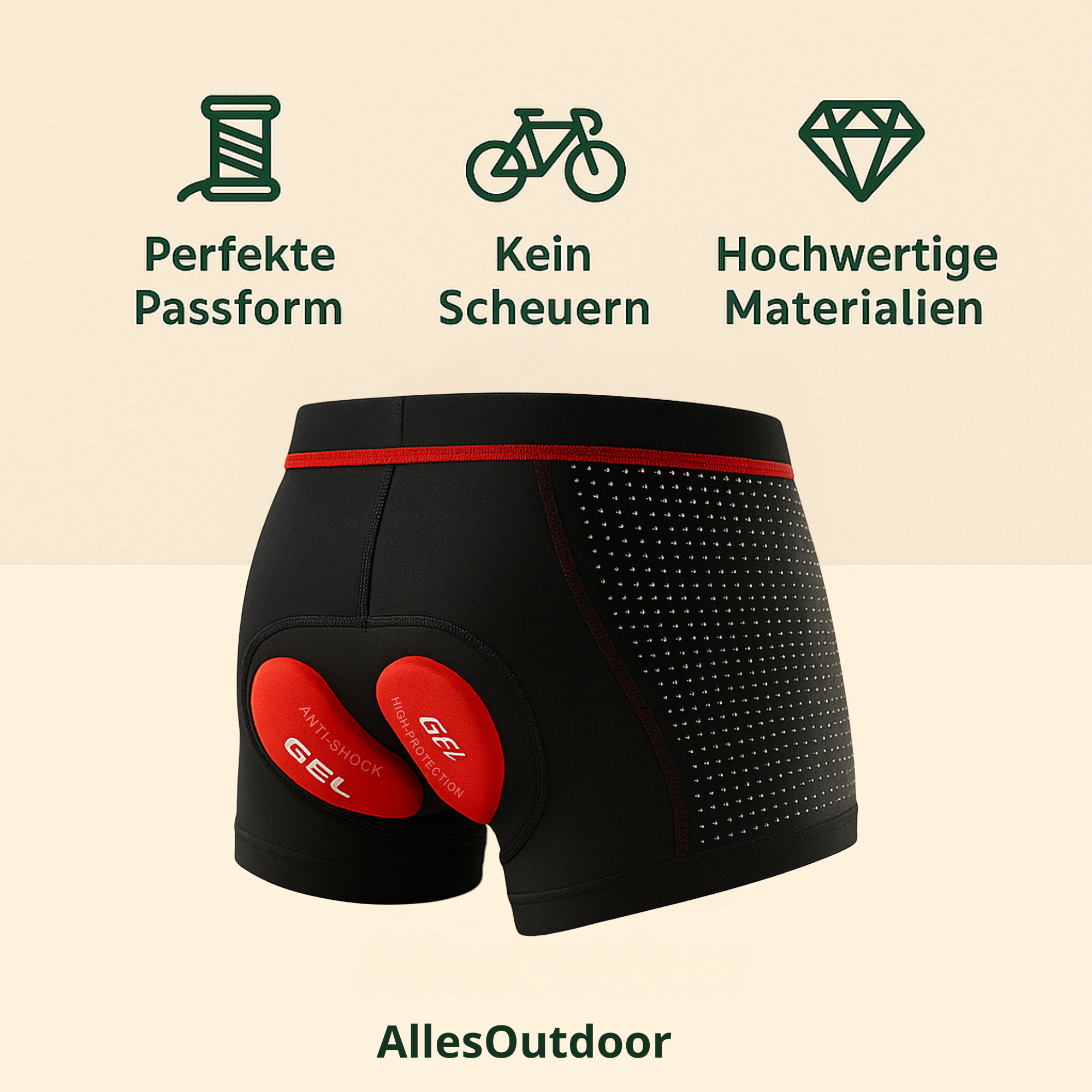 RideRelief – Fahrradhose Herren mit Gelpolster | Stoßdämpfend & atmungsaktiv | Komfort bei langen Radtouren