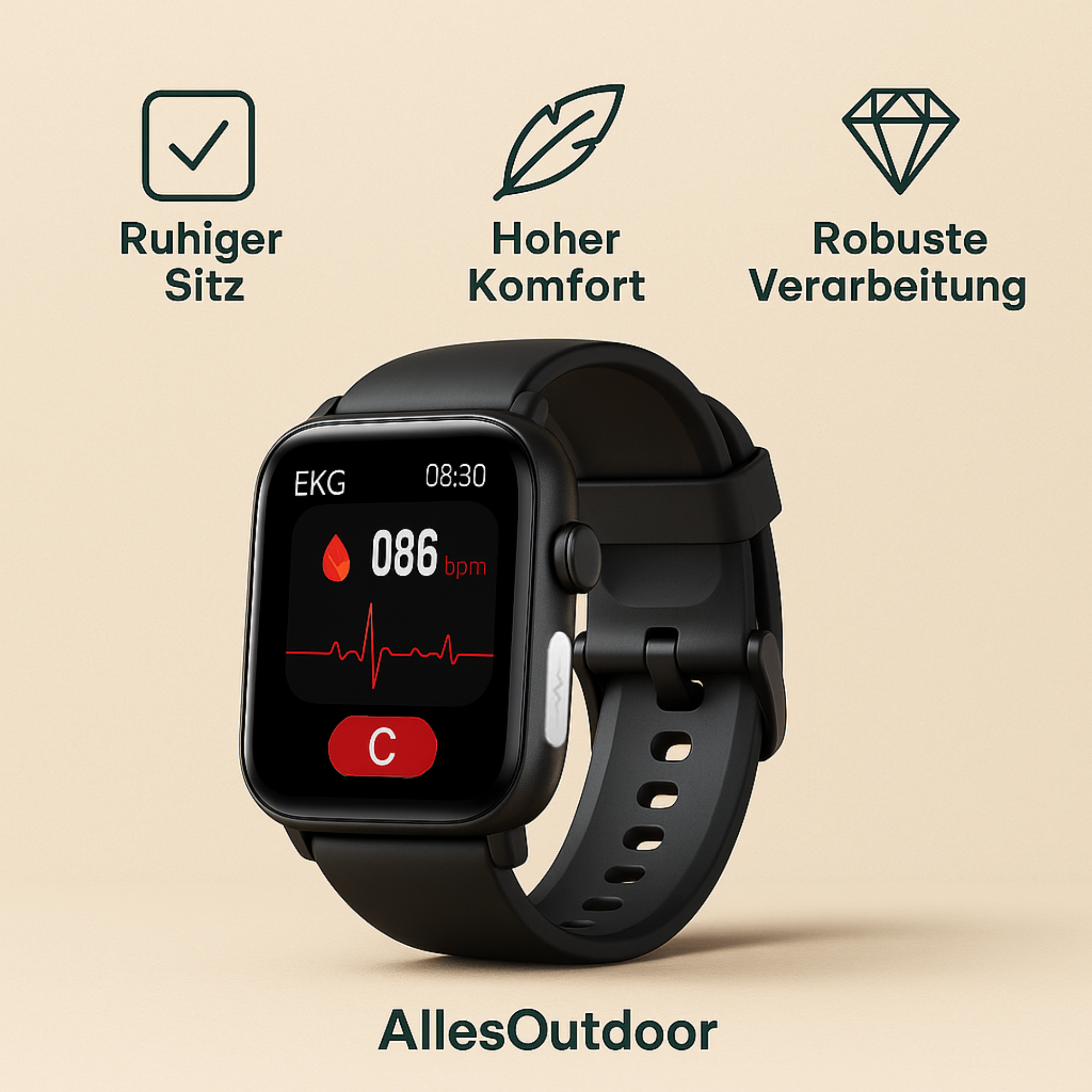 MediGuard – Gesundheits-Smartwatch mit Glukose-Tracking | Sturzerkennung & SOS in Echtzeit | Für sorgenfreies Gesundheitsmanagement
