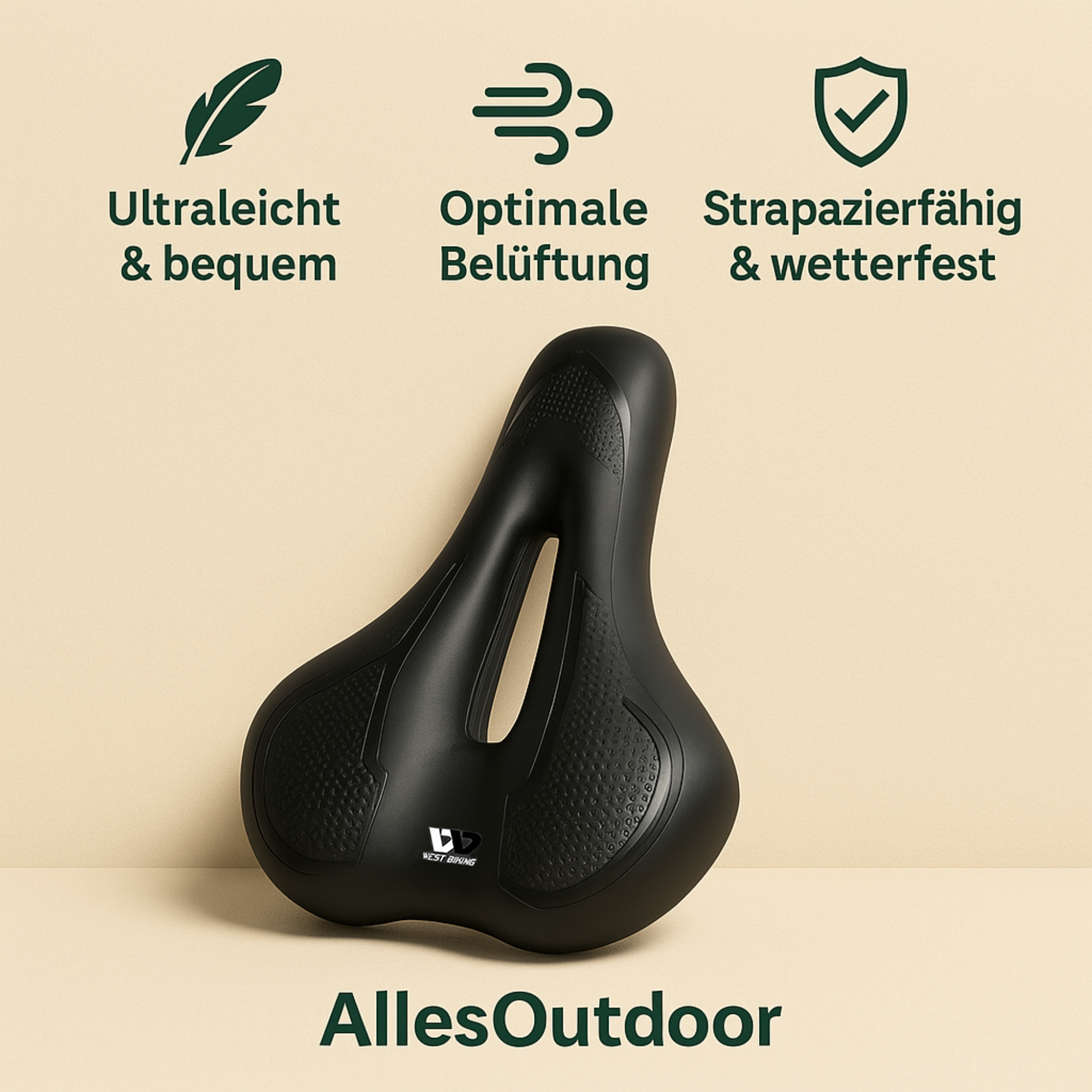 ErgoTrek – Fahrradsattel gegen Schmerzen | Ergonomisch & Stoßdämpfend | Rutschfestes Design für Damen & Herren bei langen Fahrten