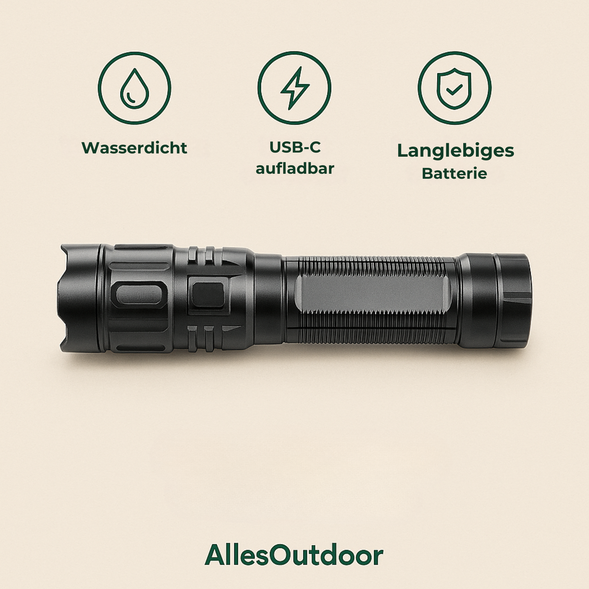 LumenGuard – LED Taschenlampe Militärisch | Extrem Hell Wiederaufladbar | Kompakt & Wasserdicht für Outdoor & Notfälle