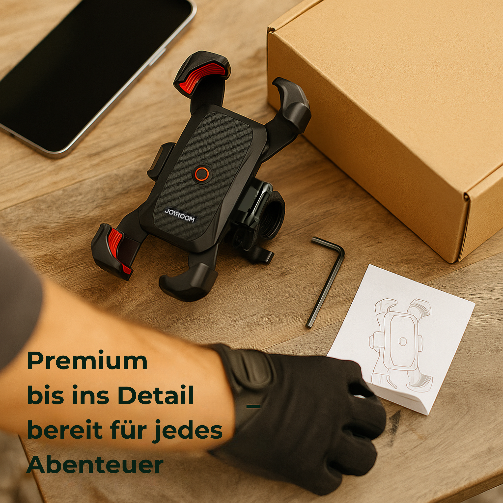 GripMount – Handyhalterung Fahrrad | 360° Drehung Rutschfest Stoßfest | Für Mountainbike & E-Bike Fahrer