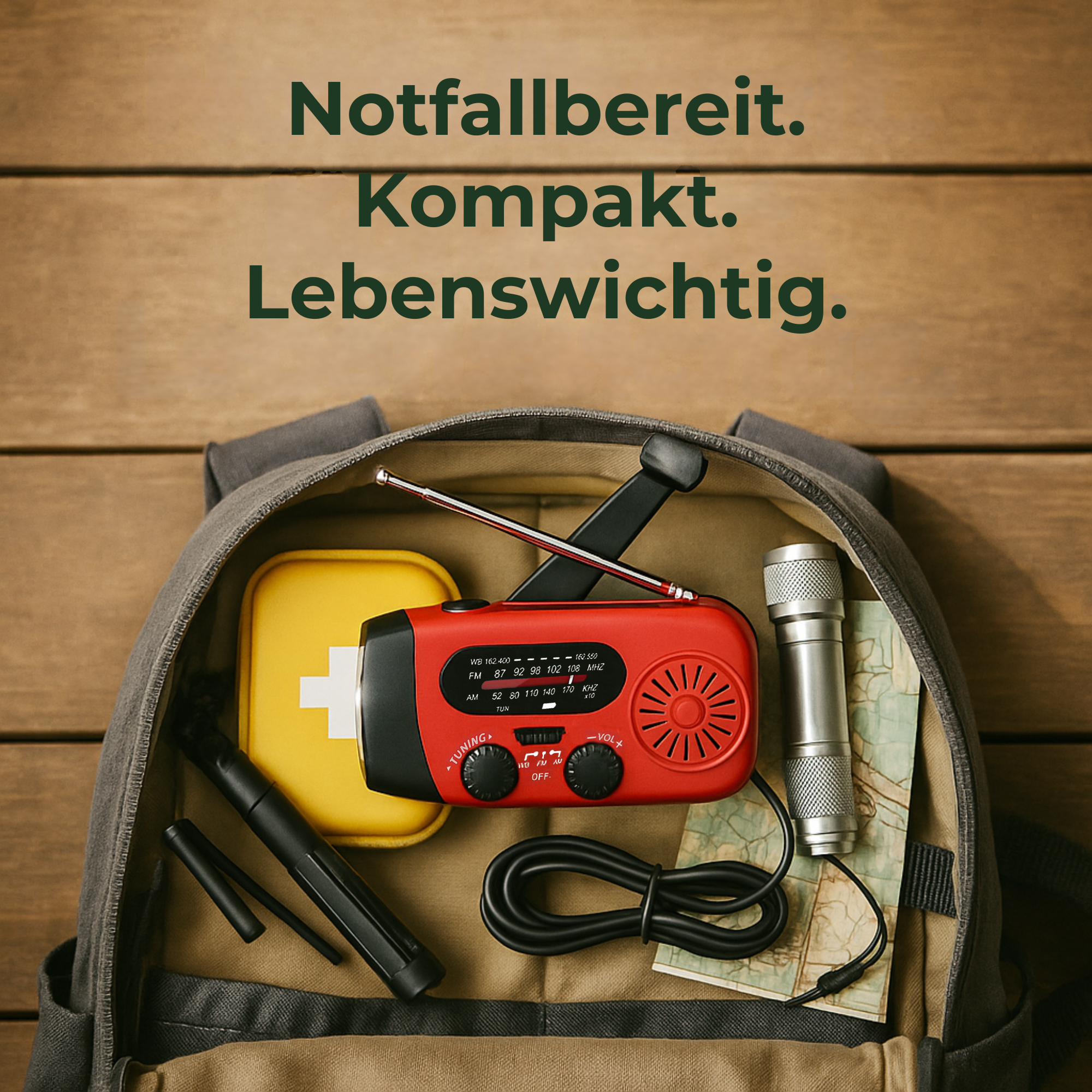PowerUp – Solar Notstrom Powerbank mit Kurbel | Autarke Stromquelle für Camping, Outdoor & Stromausfall