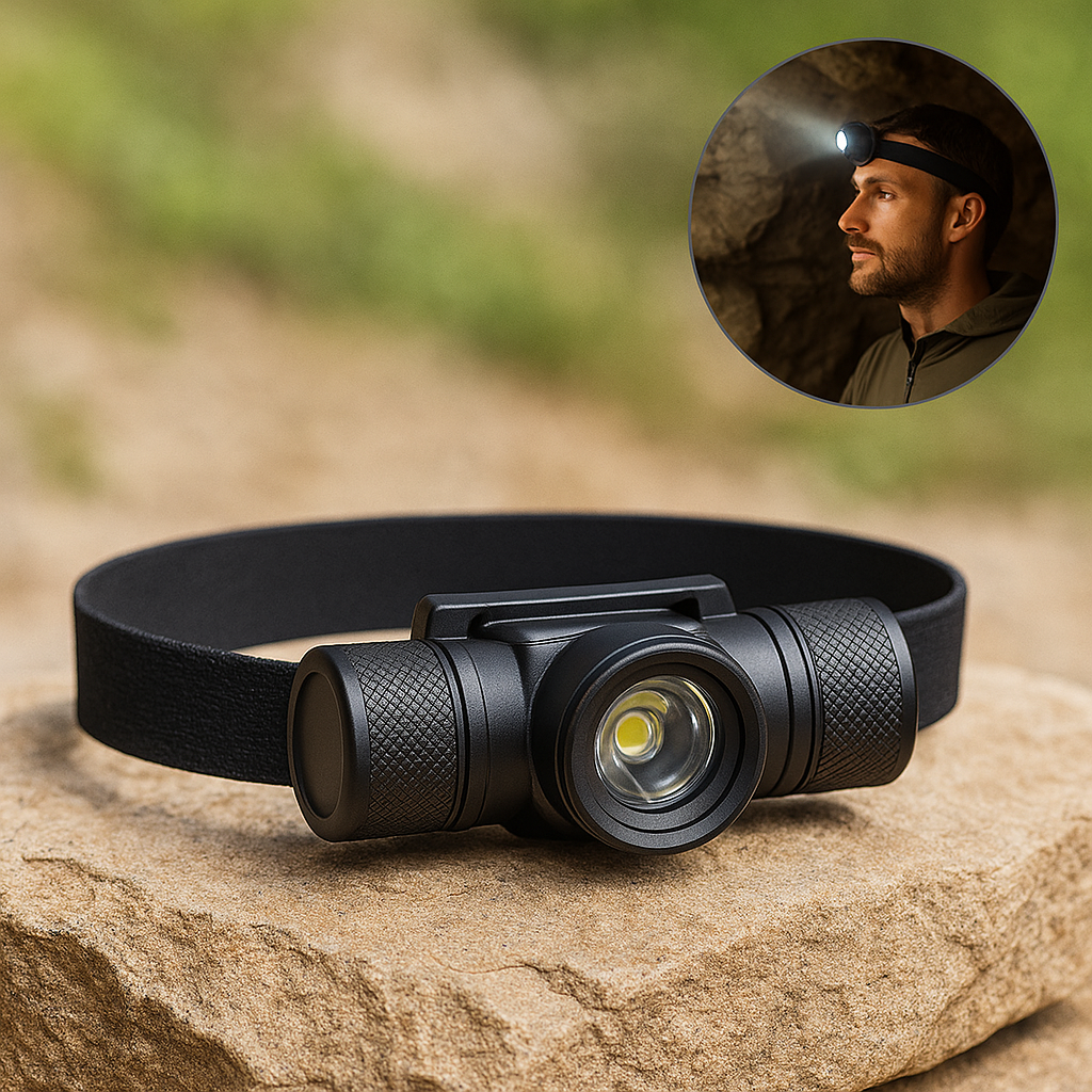 TaskBeam – LED Stirnlampe 1000 Lumen | USB aufladbar & wasserdicht | Für Outdoor, Arbeit & Notfälle