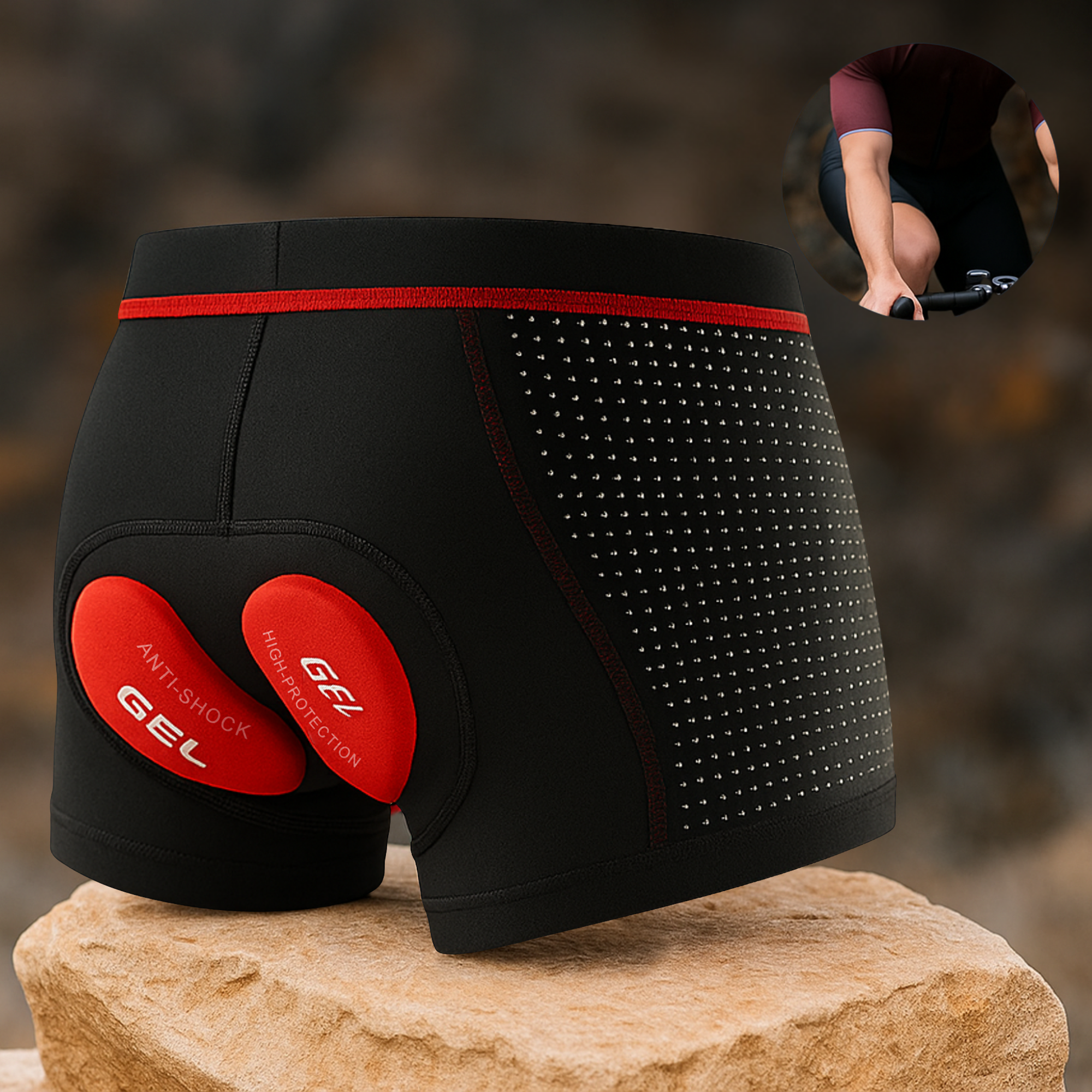 RideRelief – Fahrradhose Herren mit Gelpolster | Stoßdämpfend & atmungsaktiv | Komfort bei langen Radtouren